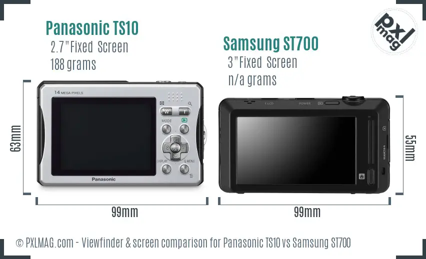 Panasonic TS10 vs Samsung ST700 Screen and Viewfinder comparison