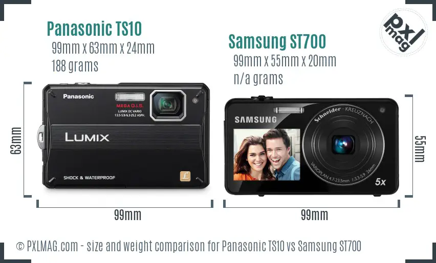 Panasonic TS10 vs Samsung ST700 size comparison