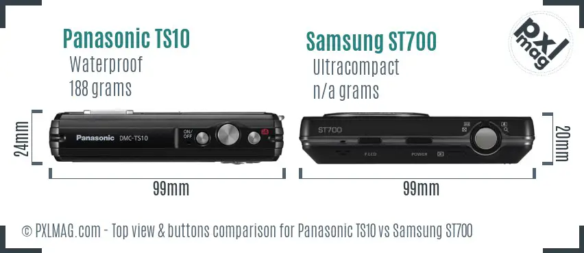 Panasonic TS10 vs Samsung ST700 top view buttons comparison