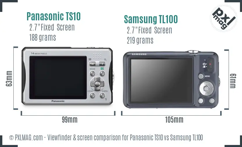 Panasonic TS10 vs Samsung TL100 Screen and Viewfinder comparison