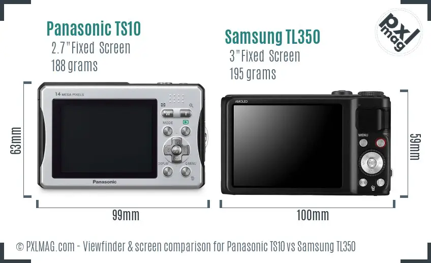 Panasonic TS10 vs Samsung TL350 Screen and Viewfinder comparison