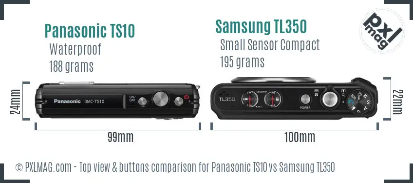 Panasonic TS10 vs Samsung TL350 top view buttons comparison