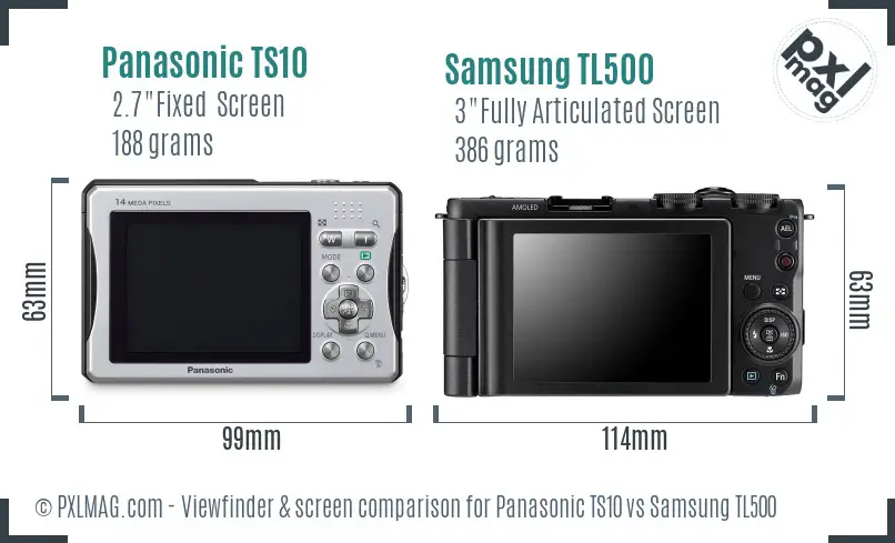 Panasonic TS10 vs Samsung TL500 Screen and Viewfinder comparison