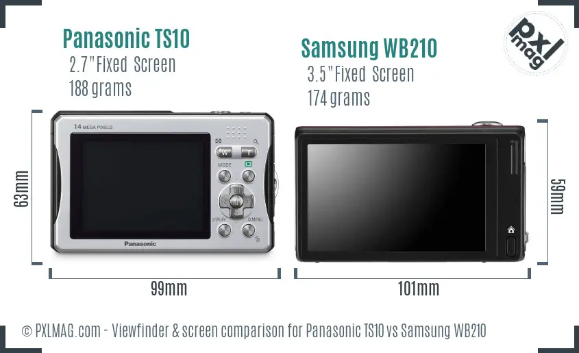 Panasonic TS10 vs Samsung WB210 Screen and Viewfinder comparison Panasonic TS10 vs Samsung WB210 Screen and Viewfinder comparison