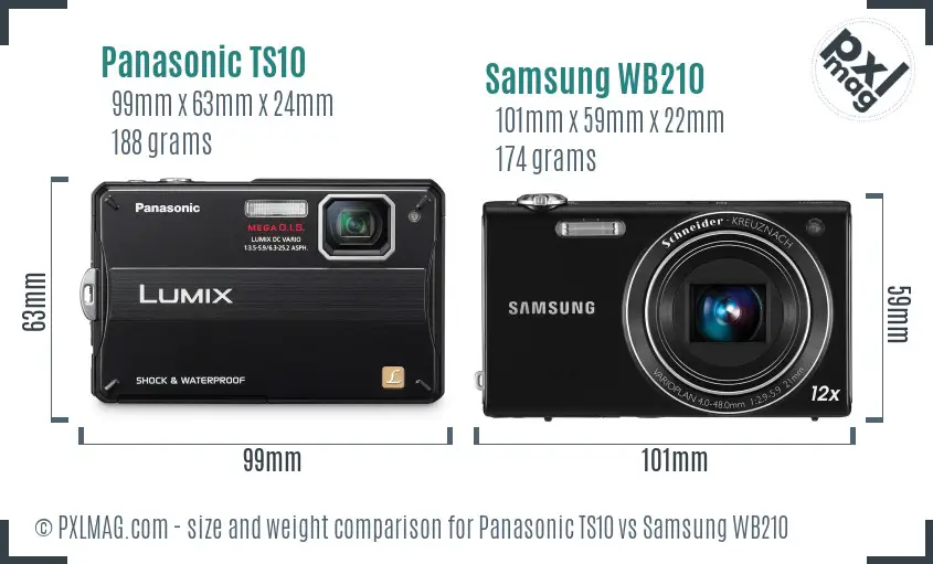 Panasonic TS10 vs Samsung WB210 size comparison Panasonic TS10 vs Samsung WB210 size comparison