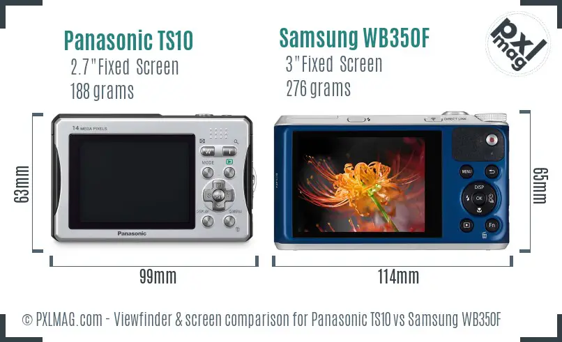 Panasonic TS10 vs Samsung WB350F Screen and Viewfinder comparison
