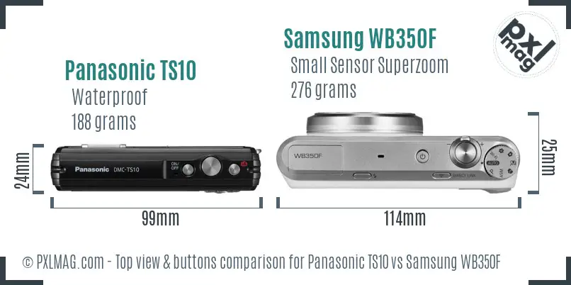 Panasonic TS10 vs Samsung WB350F top view buttons comparison