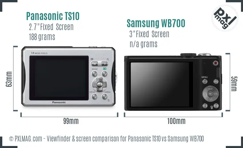 Panasonic TS10 vs Samsung WB700 Screen and Viewfinder comparison
