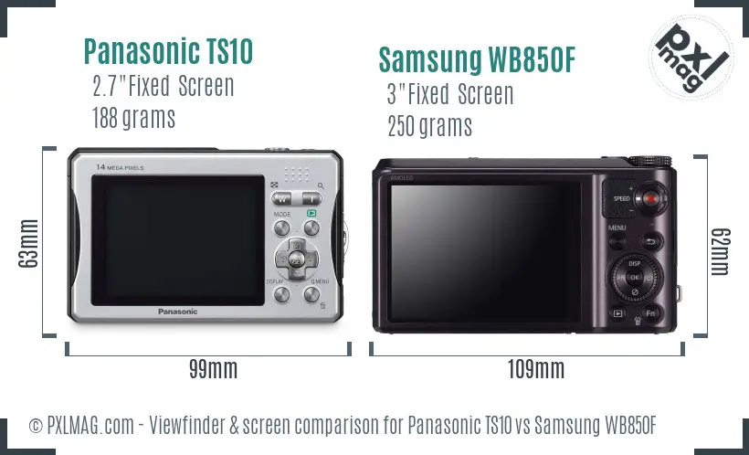 Panasonic TS10 vs Samsung WB850F Screen and Viewfinder comparison Panasonic TS10 vs Samsung WB850F Screen and Viewfinder comparison