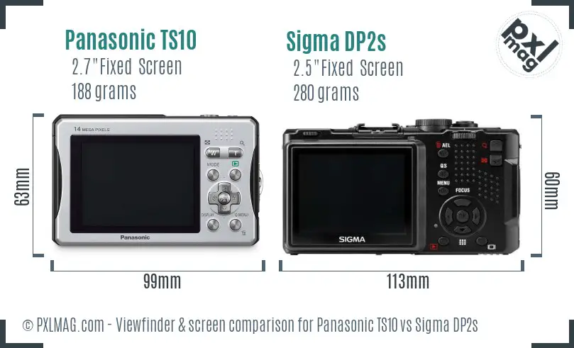 Panasonic TS10 vs Sigma DP2s Screen and Viewfinder comparison