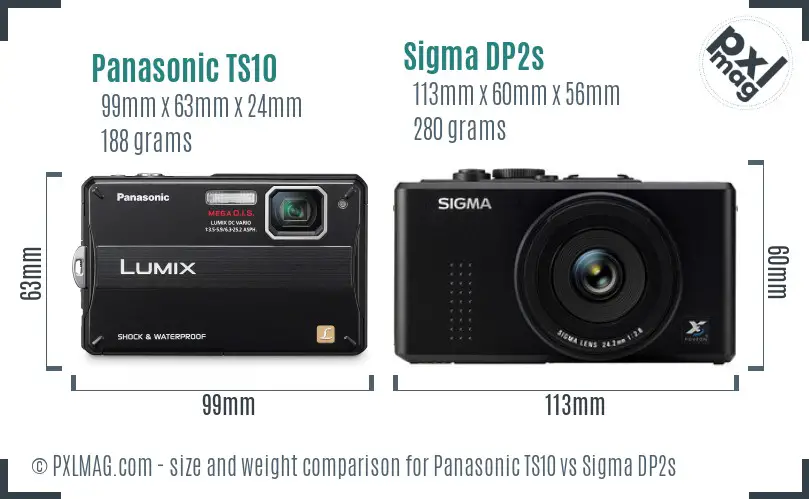 Panasonic TS10 vs Sigma DP2s size comparison
