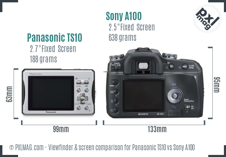 Panasonic TS10 vs Sony A100 Screen and Viewfinder comparison