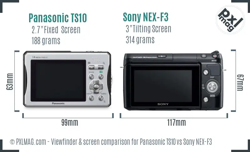 Panasonic TS10 vs Sony NEX-F3 Screen and Viewfinder comparison Panasonic TS10 vs Sony NEX-F3 Screen and Viewfinder comparison