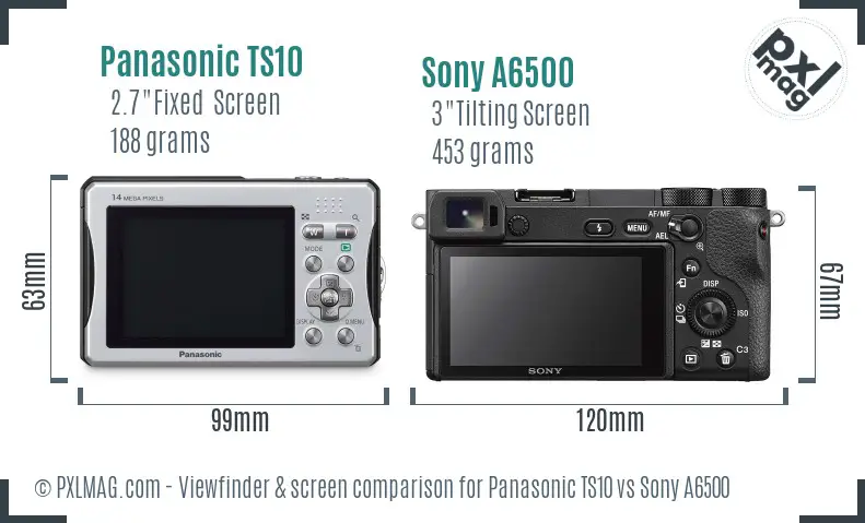Panasonic TS10 vs Sony A6500 Screen and Viewfinder comparison Panasonic TS10 vs Sony A6500 Screen and Viewfinder comparison