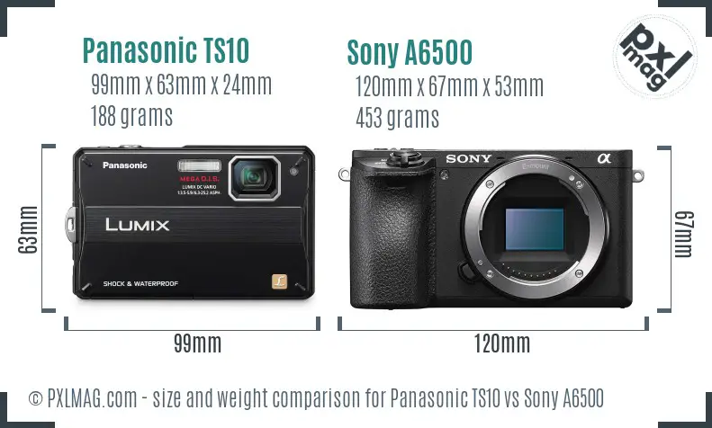 Panasonic TS10 vs Sony A6500 size comparison Panasonic TS10 vs Sony A6500 size comparison