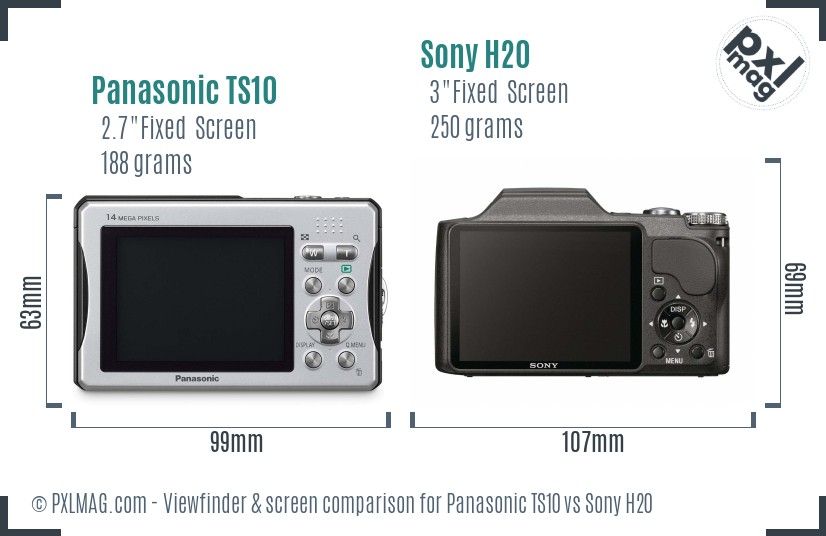 Panasonic TS10 vs Sony H20 Screen and Viewfinder comparison
