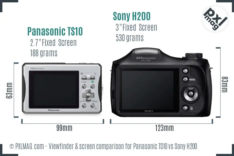 Panasonic TS10 vs Sony H200 Screen and Viewfinder comparison