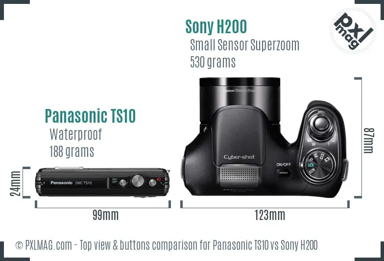 Panasonic TS10 vs Sony H200 top view buttons comparison