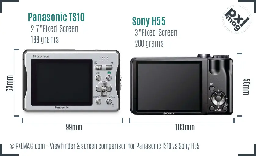 Panasonic TS10 vs Sony H55 Screen and Viewfinder comparison