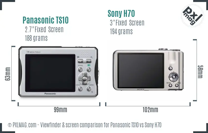 Panasonic TS10 vs Sony H70 Screen and Viewfinder comparison