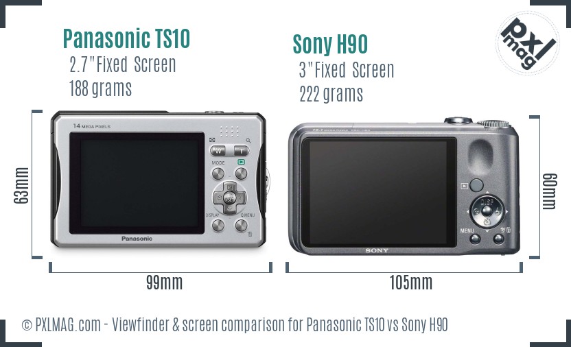 Panasonic TS10 vs Sony H90 Screen and Viewfinder comparison