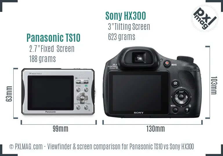 Panasonic TS10 vs Sony HX300 Screen and Viewfinder comparison