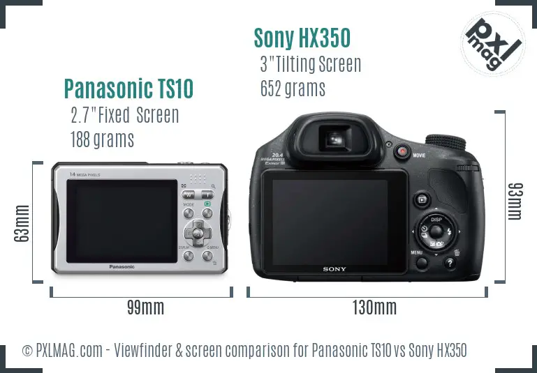 Panasonic TS10 vs Sony HX350 Screen and Viewfinder comparison