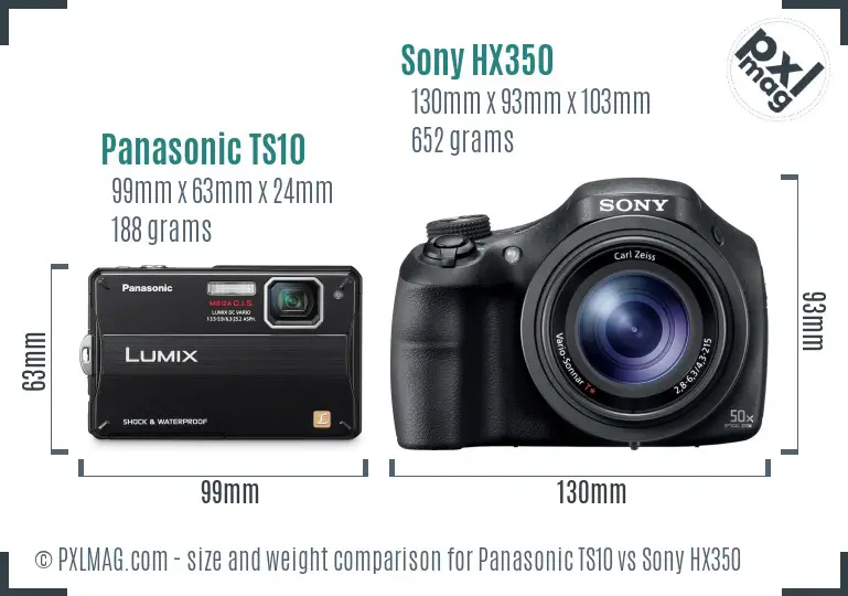 Panasonic TS10 vs Sony HX350 size comparison Panasonic TS10 vs Sony HX350 size comparison