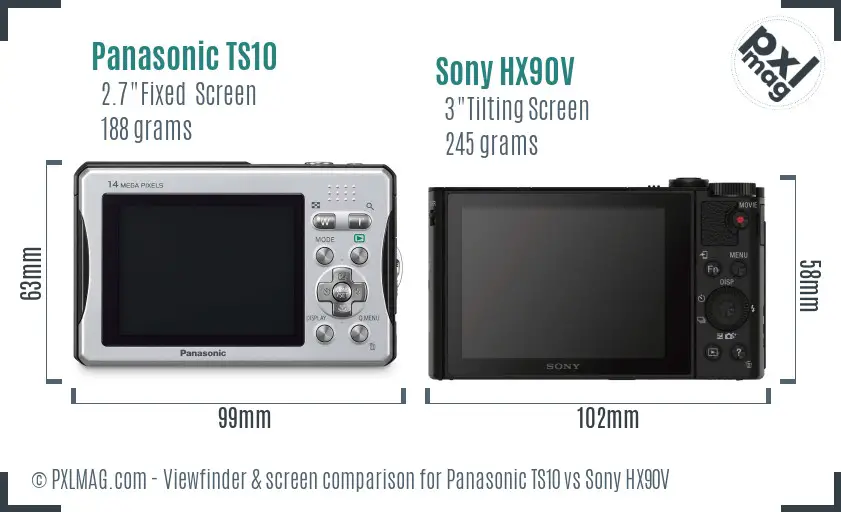 Panasonic TS10 vs Sony HX90V Screen and Viewfinder comparison