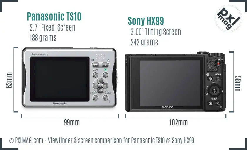 Panasonic TS10 vs Sony HX99 Screen and Viewfinder comparison