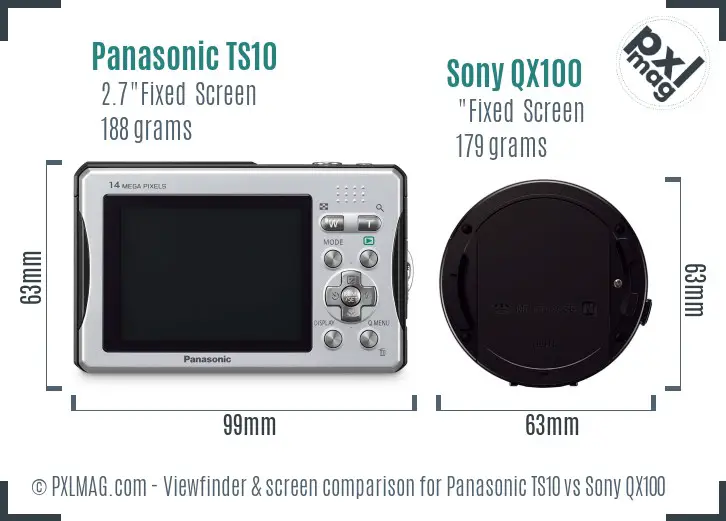 Panasonic TS10 vs Sony QX100 Screen and Viewfinder comparison Panasonic TS10 vs Sony QX100 Screen and Viewfinder comparison
