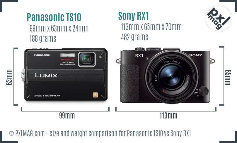 Panasonic TS10 vs Sony RX1 size comparison Panasonic TS10 vs Sony RX1 size comparison