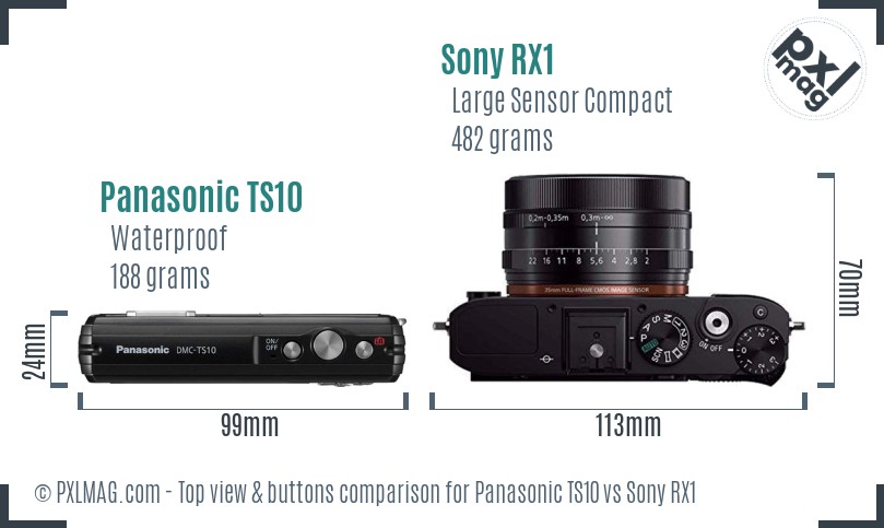 Panasonic TS10 vs Sony RX1 top view buttons comparison