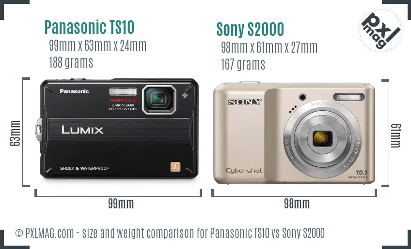 Panasonic TS10 vs Sony S2000 size comparison
