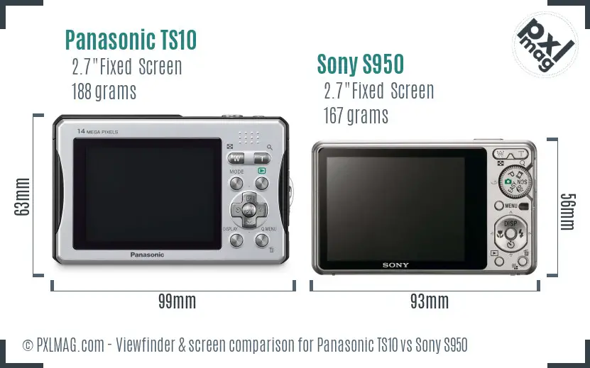 Panasonic TS10 vs Sony S950 Screen and Viewfinder comparison