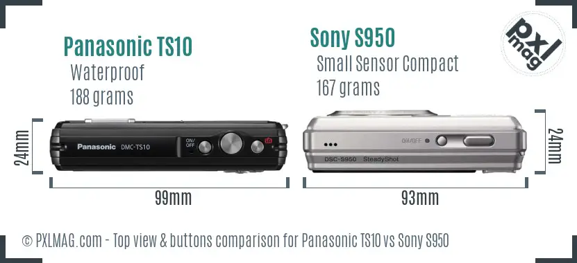 Panasonic TS10 vs Sony S950 top view buttons comparison