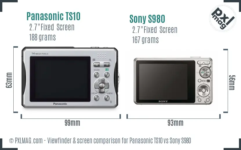 Panasonic TS10 vs Sony S980 Screen and Viewfinder comparison Panasonic TS10 vs Sony S980 Screen and Viewfinder comparison