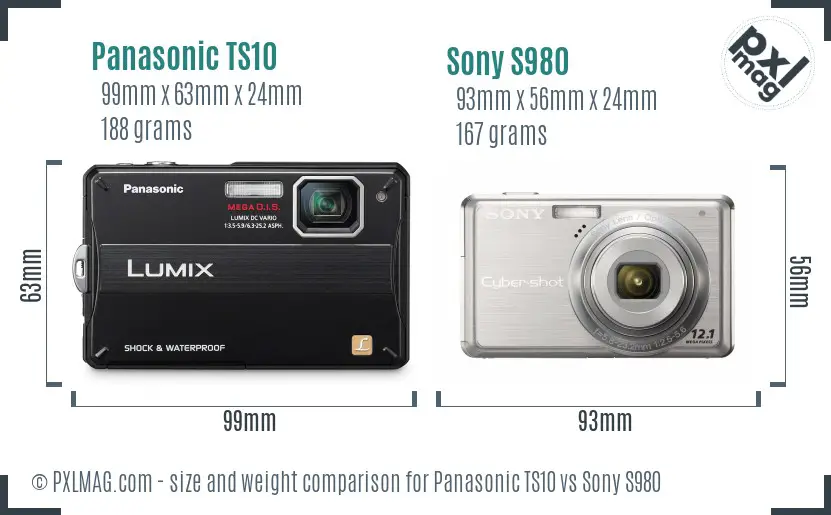 Panasonic TS10 vs Sony S980 size comparison Panasonic TS10 vs Sony S980 size comparison