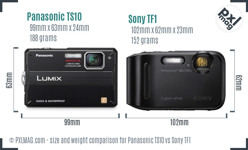 Panasonic TS10 vs Sony TF1 size comparison Panasonic TS10 vs Sony TF1 size comparison