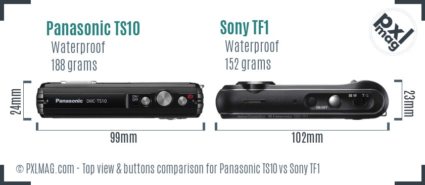 Panasonic TS10 vs Sony TF1 top view buttons comparison