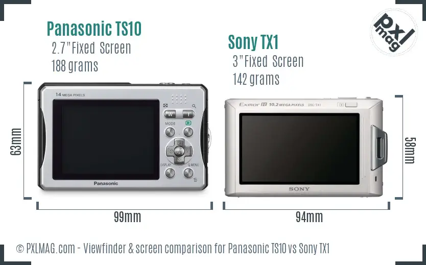 Panasonic TS10 vs Sony TX1 Screen and Viewfinder comparison Panasonic TS10 vs Sony TX1 Screen and Viewfinder comparison