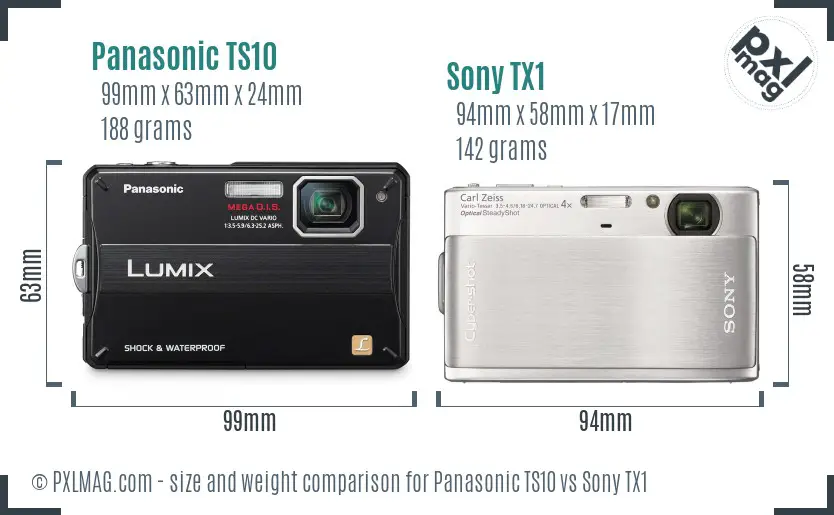 Panasonic TS10 vs Sony TX1 size comparison Panasonic TS10 vs Sony TX1 size comparison