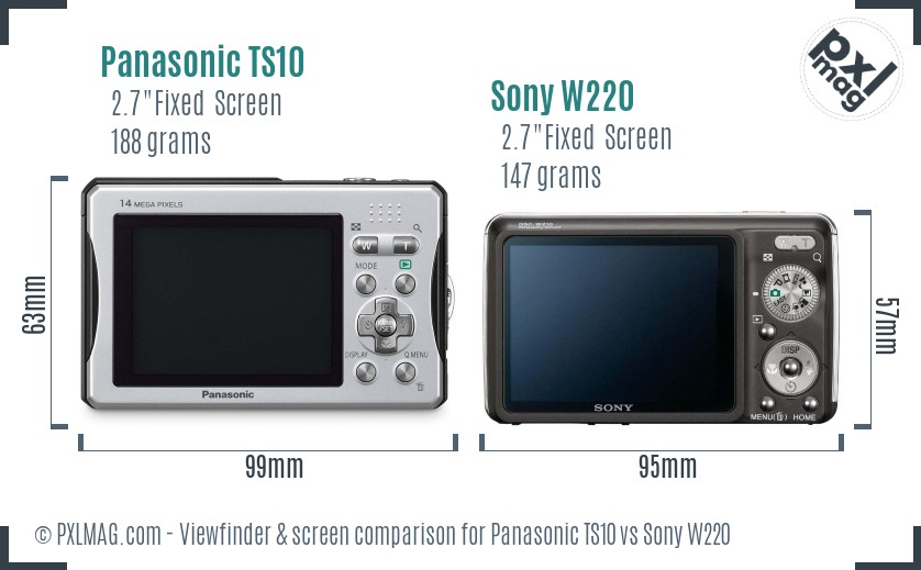 Panasonic TS10 vs Sony W220 Screen and Viewfinder comparison