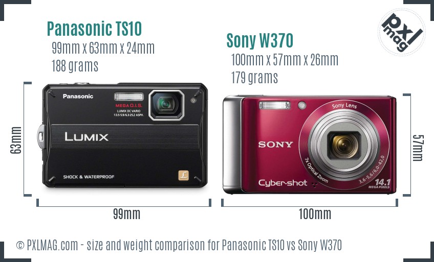 Panasonic TS10 vs Sony W370 size comparison Panasonic TS10 vs Sony W370 size comparison
