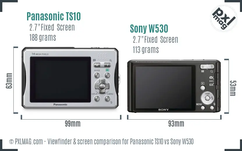 Panasonic TS10 vs Sony W530 Screen and Viewfinder comparison