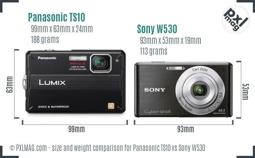 Panasonic TS10 vs Sony W530 size comparison Panasonic TS10 vs Sony W530 size comparison