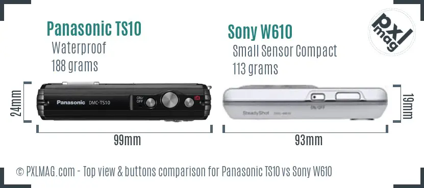 Panasonic TS10 vs Sony W610 top view buttons comparison