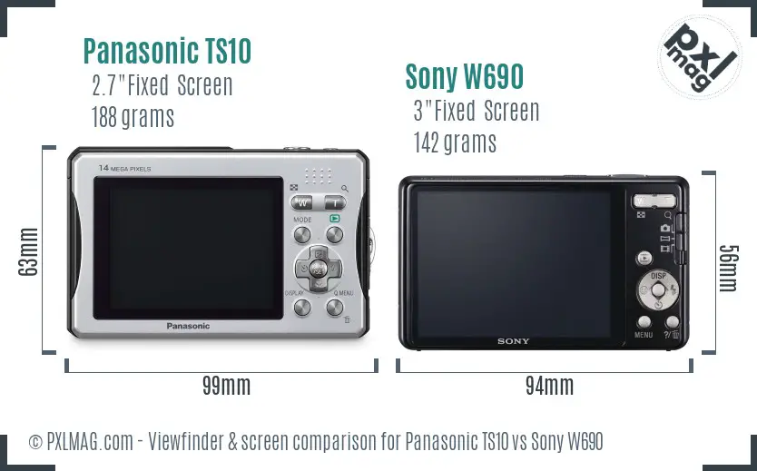 Panasonic TS10 vs Sony W690 Screen and Viewfinder comparison