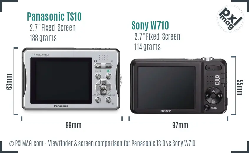 Panasonic TS10 vs Sony W710 Screen and Viewfinder comparison