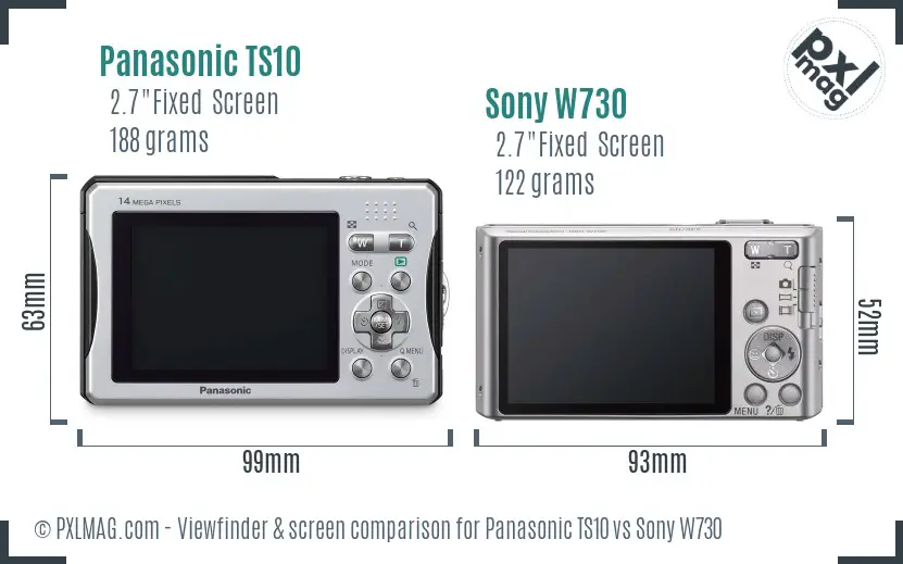 Panasonic TS10 vs Sony W730 Screen and Viewfinder comparison
